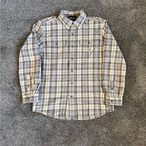Carhartt Men's Plaid Button Down Shirt - Gray and Cream